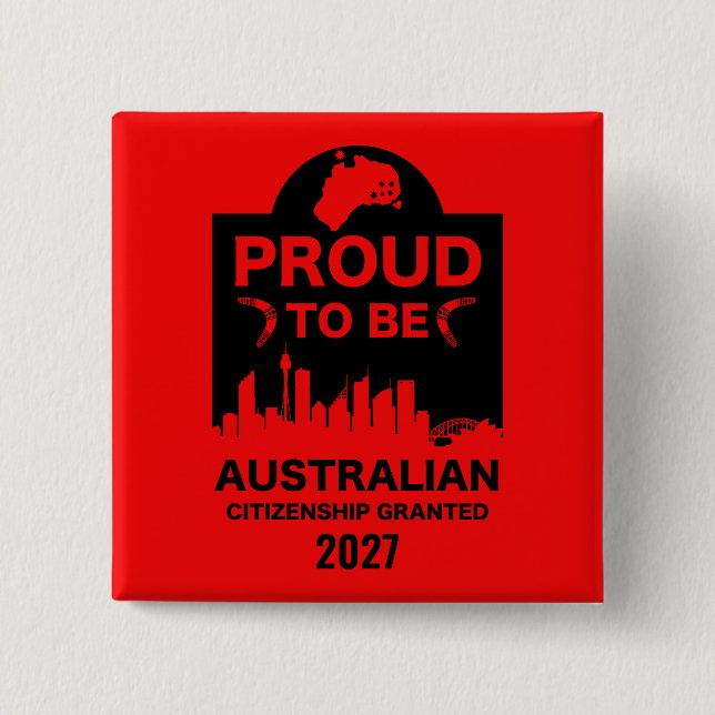 Badge Carré 5 Cm Cadeau de citoyenneté australienne (Devant)