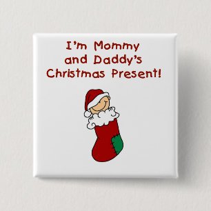 Badge Carré 5 Cm Cadeau de Noël de maman et de papa