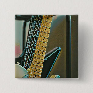 Badge Carré 5 Cm cadeau guitare pour fête des pères