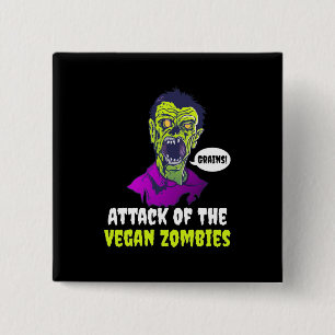 Badge Carré 5 Cm Cadeau Halloween   Attaque Du Végan