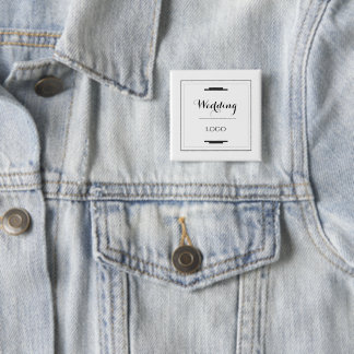 Badge Carré 5 Cm Cadeau Personnalisé Élégant de Mariage Moderne sur
