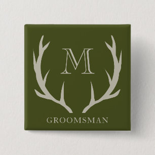 Badge Carré 5 Cm Cadeau personnalisé pour garçons d'honneur en vert