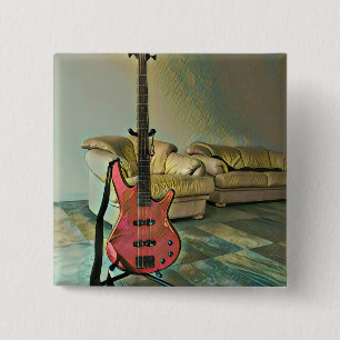 Badge Carré 5 Cm Cadeau pour guitaristes
