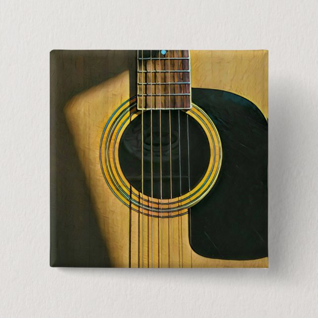 Badge Carré 5 Cm Cadeau pour musicien guitariste (Devant)