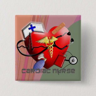 Badge Carré 5 Cm Cadeaux cardiaques d'art d'infirmière
