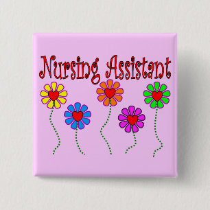 Badge Carré 5 Cm Cadeaux d'assistant de soins--Conception florale