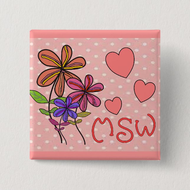 Badge Carré 5 Cm Cadeaux d'assistant social (Devant)