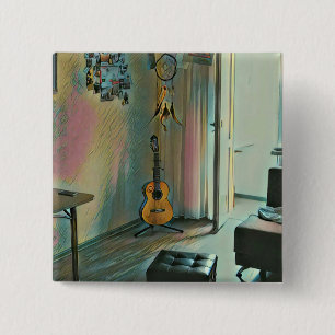Badge Carré 5 Cm Cadeaux de guitare pour elle