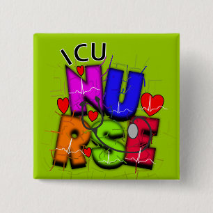 Badge Carré 5 Cm Cadeaux d'infirmière d'ICU, conception Artsy de