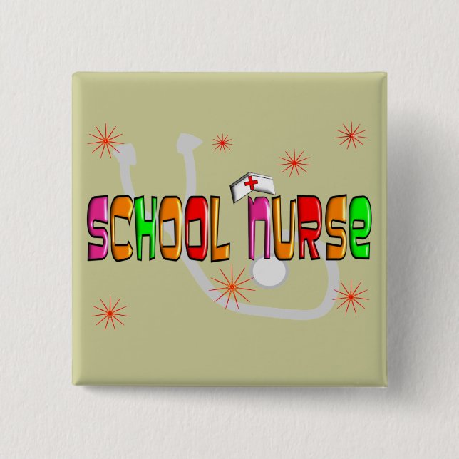Badge Carré 5 Cm Cadeaux et T-shirts d'infirmière d'école (Devant)