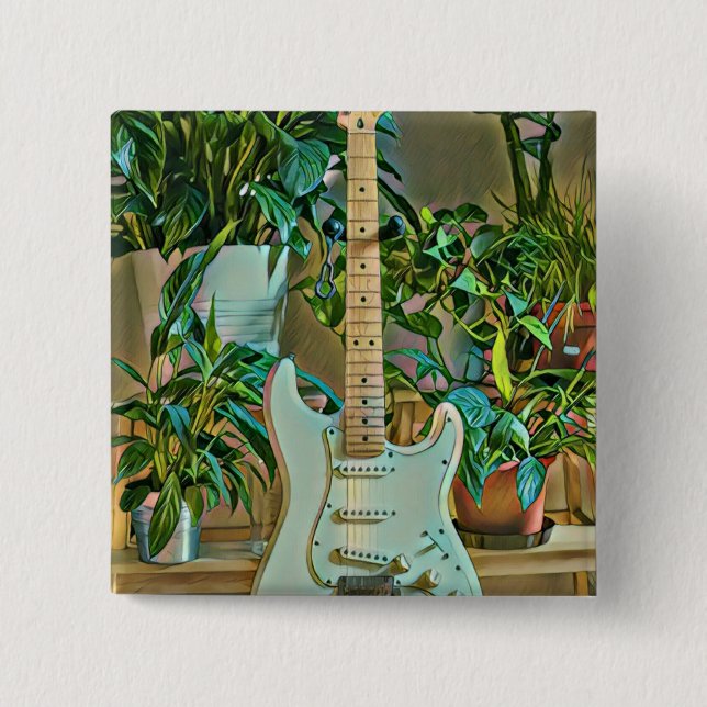 Badge Carré 5 Cm Cadeaux guitaristes (Devant)