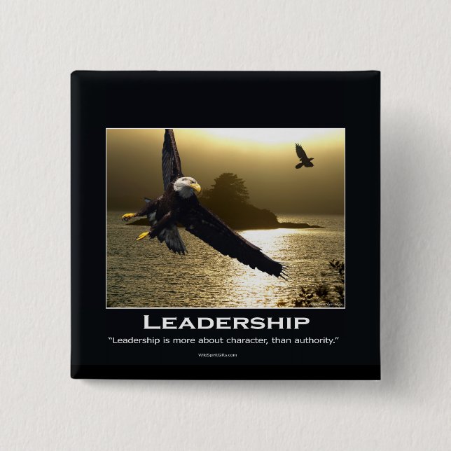 Badge Carré 5 Cm Cadeaux Motivationnels de l'aigle chauve (Devant)