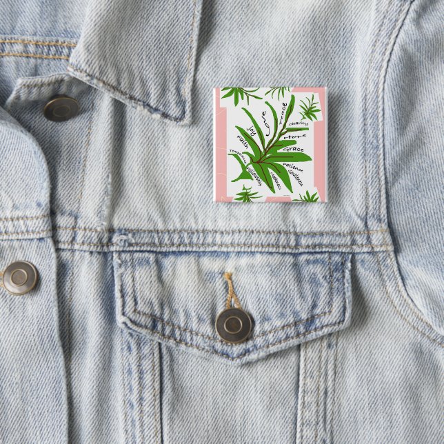 Badge Carré 5 Cm CADEAUX SPIRITUELS Bouton (En situation)