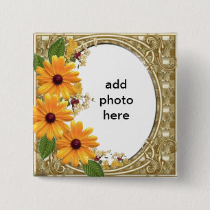 Badge Carré 5 Cm cadre carré de fleur de bouton