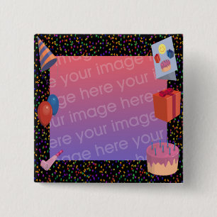 Badge Carré 5 Cm Cadre d'anniversaire