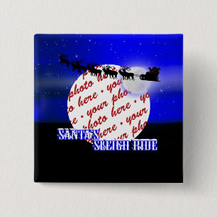 Badge Carré 5 Cm Cadre photo père Noël Sleigh Ride