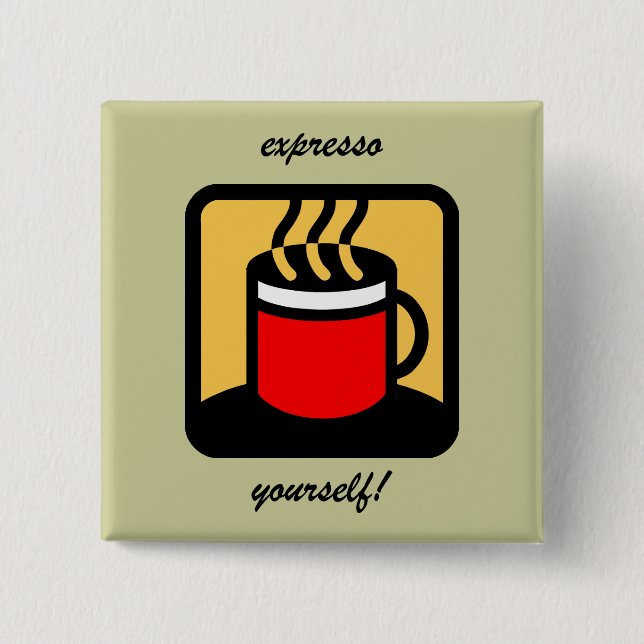 Badge Carré 5 Cm Café drôle d'expresso (Devant)
