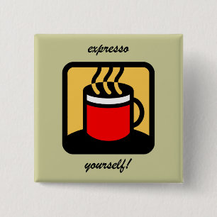 Badge Carré 5 Cm Café drôle d'expresso