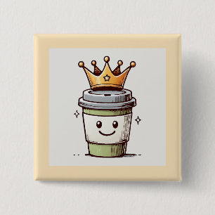 Badge Carré 5 Cm Café King Kawaii