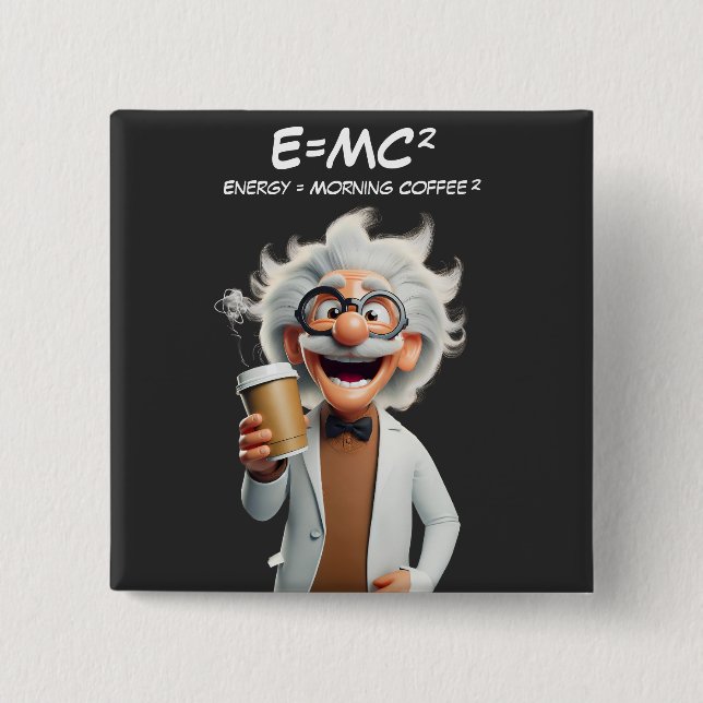 Badge Carré 5 Cm Café Mad Scientifique (Devant)