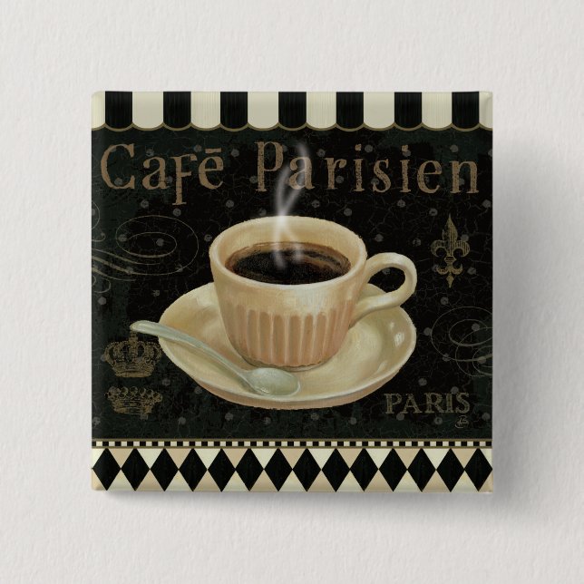 Badge Carré 5 Cm Café Parisien (Devant)