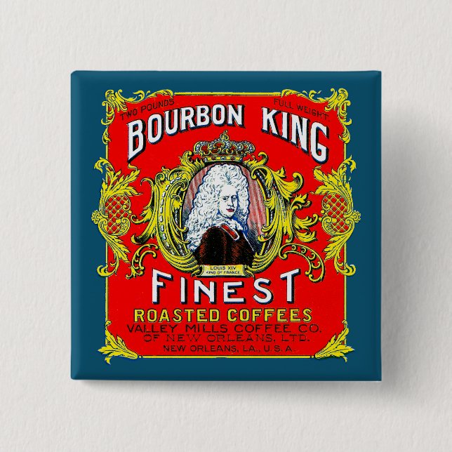 Badge Carré 5 Cm Cafés rôtis Bourbon King (Devant)