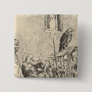 Badge Carré 5 Cm Cage d'aigle de Zuni