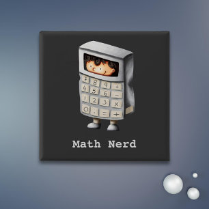Badge Carré 5 Cm Calculatrice Nerd Maigre Math drôle