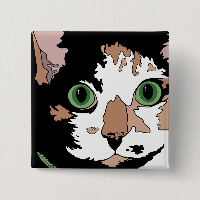 Badge Carré 5 Cm Calico Cat (Devant)