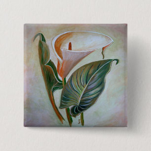 Badge Carré 5 Cm Calla Lily Beautiful Botanical Art