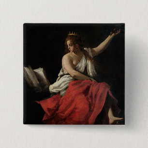 Badge Carré 5 Cm Calliope, Muse de la poésie épique