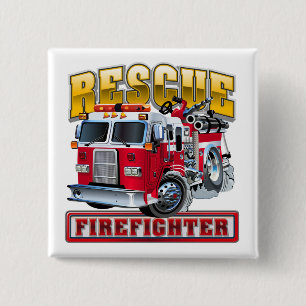 Badge Carré 5 Cm Camion-feu de dessin