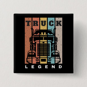 Badge Carré 5 Cm Camion légende du camionnette papa mari