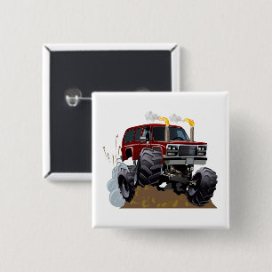 Badge Carré 5 Cm Camion monstre de dessin animé