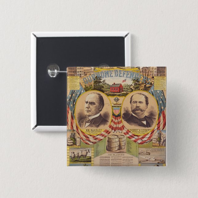 Badge Carré 5 Cm Campagne présidentielle du parti républicain vinta (Devant & derrière)