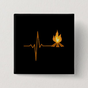 Badge Carré 5 Cm Campfire Heartbeat Camping