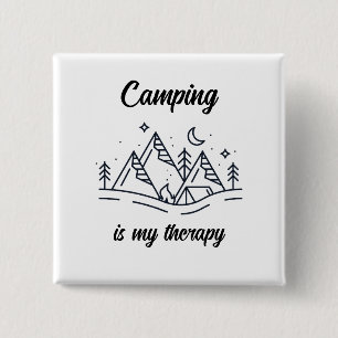 Badge Carré 5 Cm Camping est ma thérapie simple été