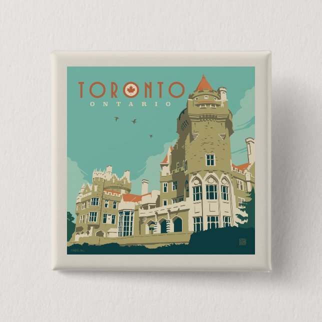 Badge Carré 5 Cm Canada | Toronto, Casa Loma (Devant)