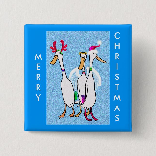 Badge Carré 5 Cm canards de Noël (Devant)