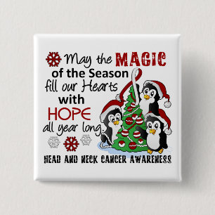 Badge Carré 5 Cm Cancer de la tête et du cou de pingouins de Noël