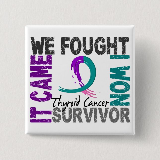 Badge Carré 5 Cm Cancer de la thyroïde du survivant 5 (Devant)