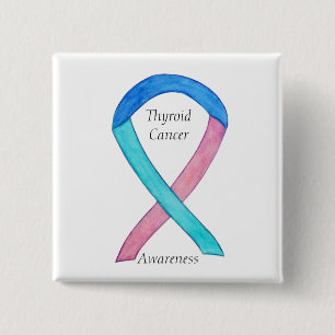Badge Carré 5 Cm Cancer de la thyroïde Sensibilisation personnalis