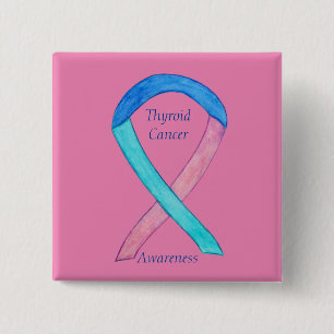 Badge Carré 5 Cm Cancer de la thyroïde Sensibilisation personnalisé