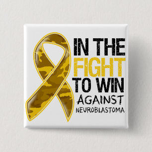 Badge Carré 5 Cm Cancer de neuroblastome - combat à gagner