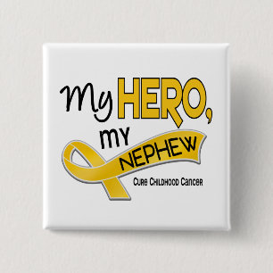 Badge Carré 5 Cm Cancer d'enfance MON HÉROS MON NEVEU 42