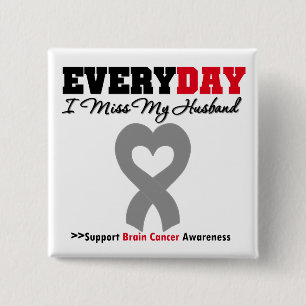 Badge Carré 5 Cm Cancer du cerveau chaque Mlle My Husband du jour I