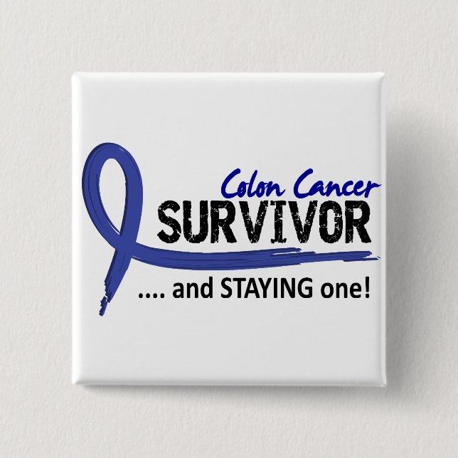 Badge Carré 5 Cm Cancer du colon du survivant 8 (Devant)