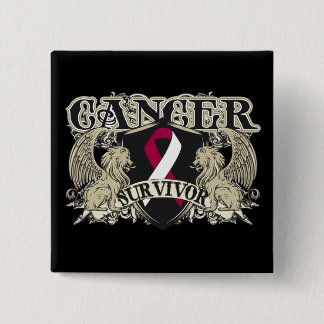Badge Carré 5 Cm Cancer du cou de la tête Survivante Mens Heraldry