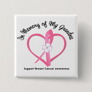 Badge Carré 5 Cm Cancer du sein dans la mémoire de ma grand-maman