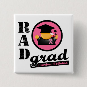 Badge Carré 5 Cm CANCER DU SEIN de diplômé de rayonnement